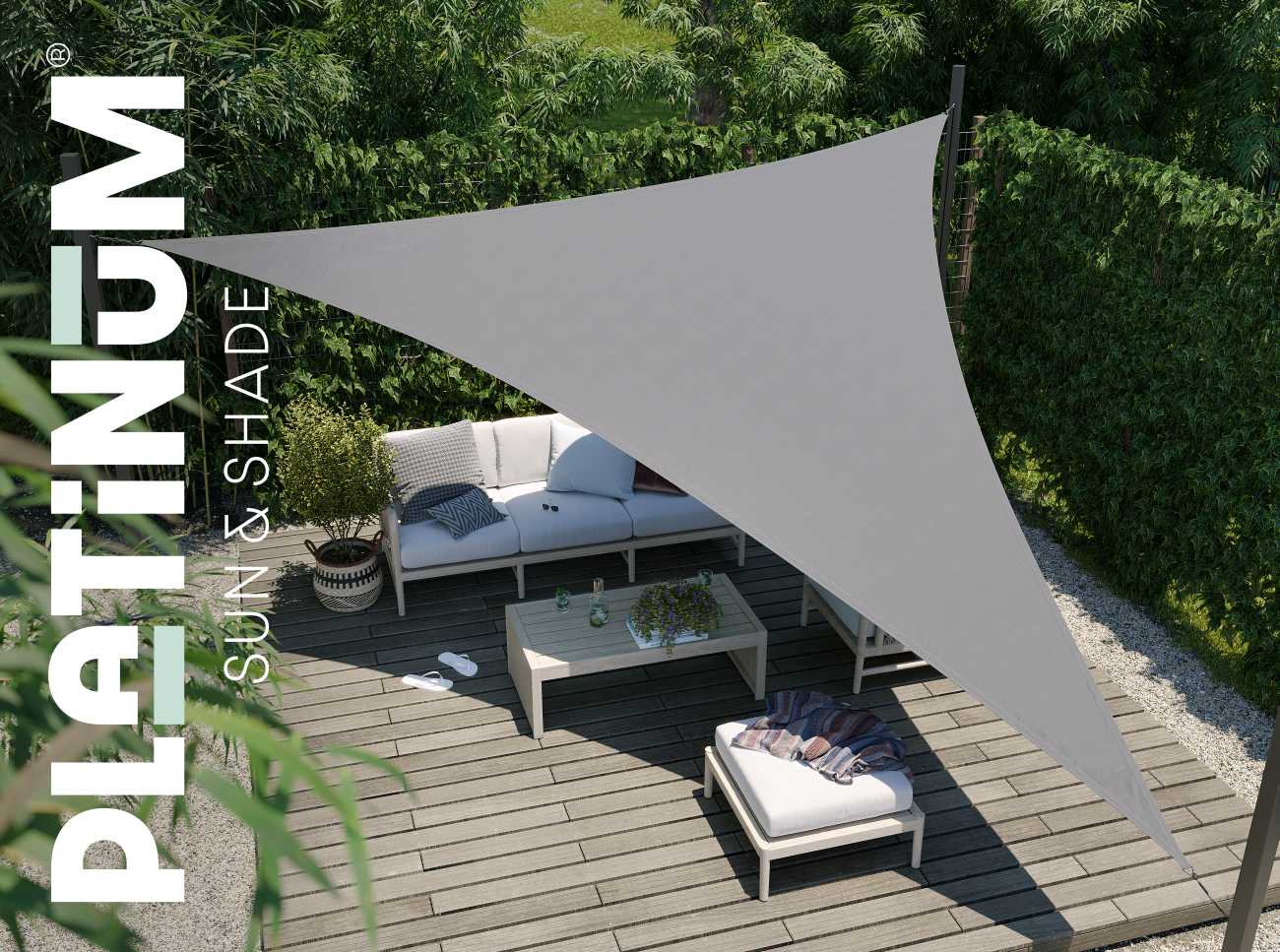wasserabweisendes Sonnensegel 3-eckig 400 x 400 x 400 Dreamsail Grau von Platinum Nesling