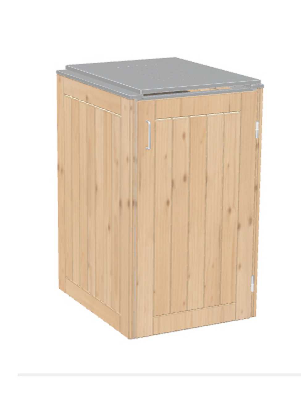 Müllbox Binto Nadelholz mit Edelstahl-Klappdeckel