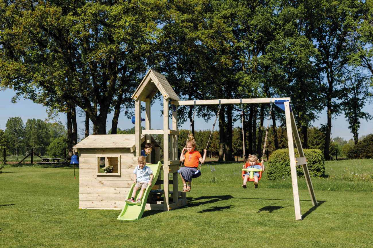 Spielturm, Spielhaus, Blue Rabbit Lookout mit optionaler Anbauschaukel in Douglasie natur
