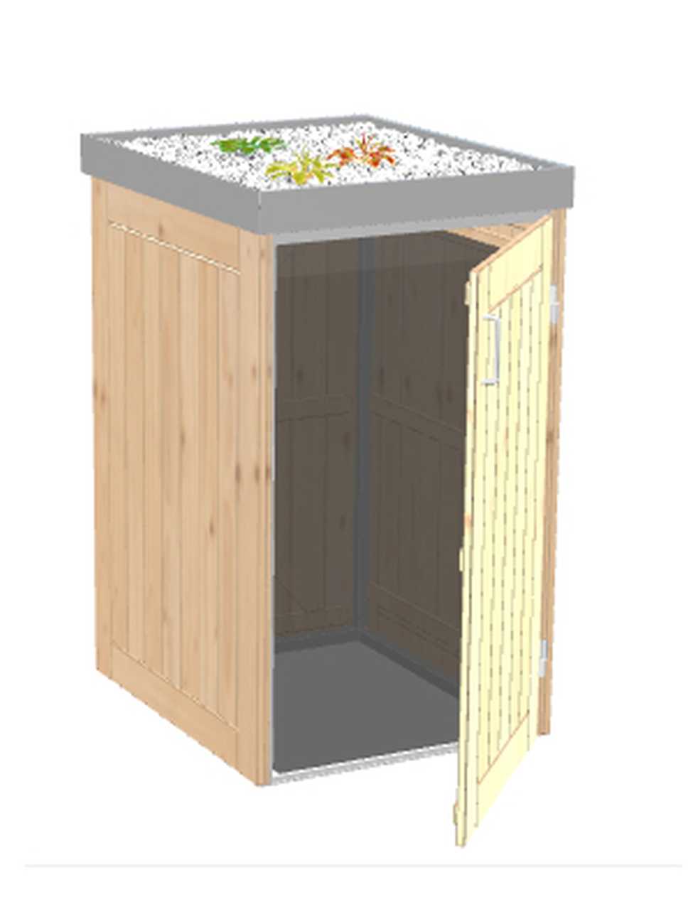 Mülltonnenbox Binto 1-er Nadelholz mit Pflanzschale