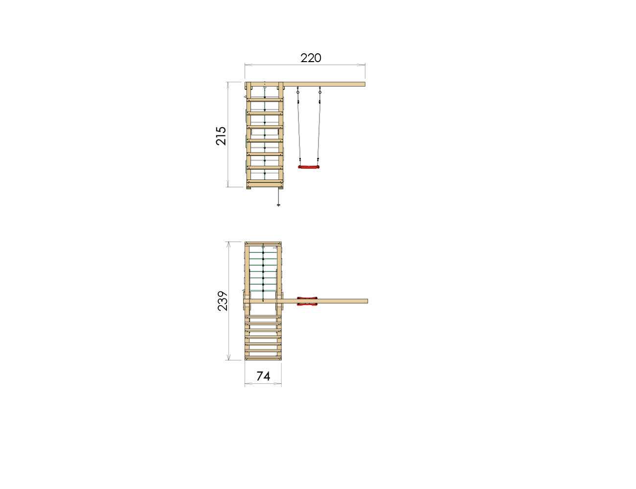 Jungle Gym Climb-Modul in Douglasie natur, für Kinder Spieltürme