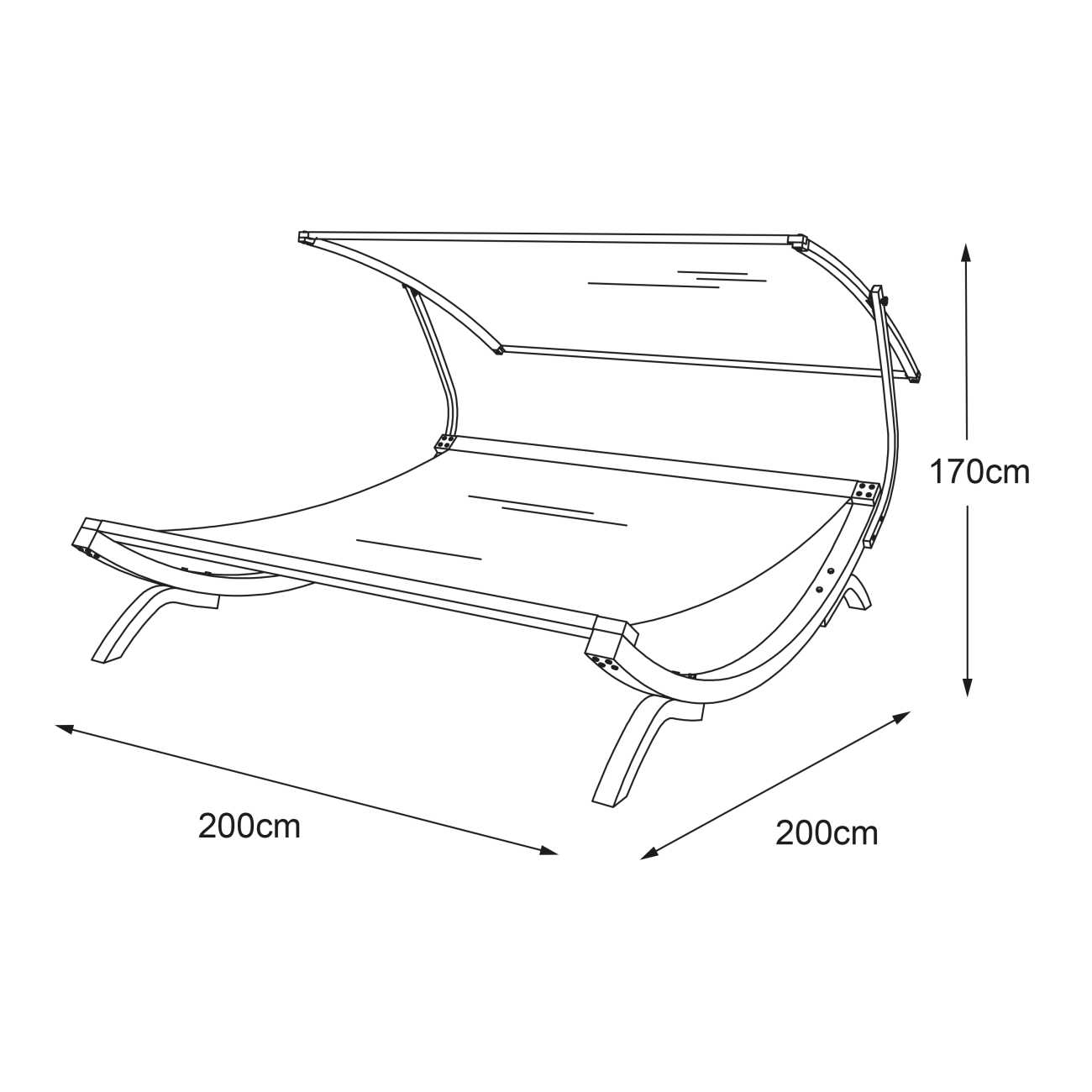 Sonnenliege Mallorca, Outdoor Doppelbett, mit verstellbaren Sonnenschutz
