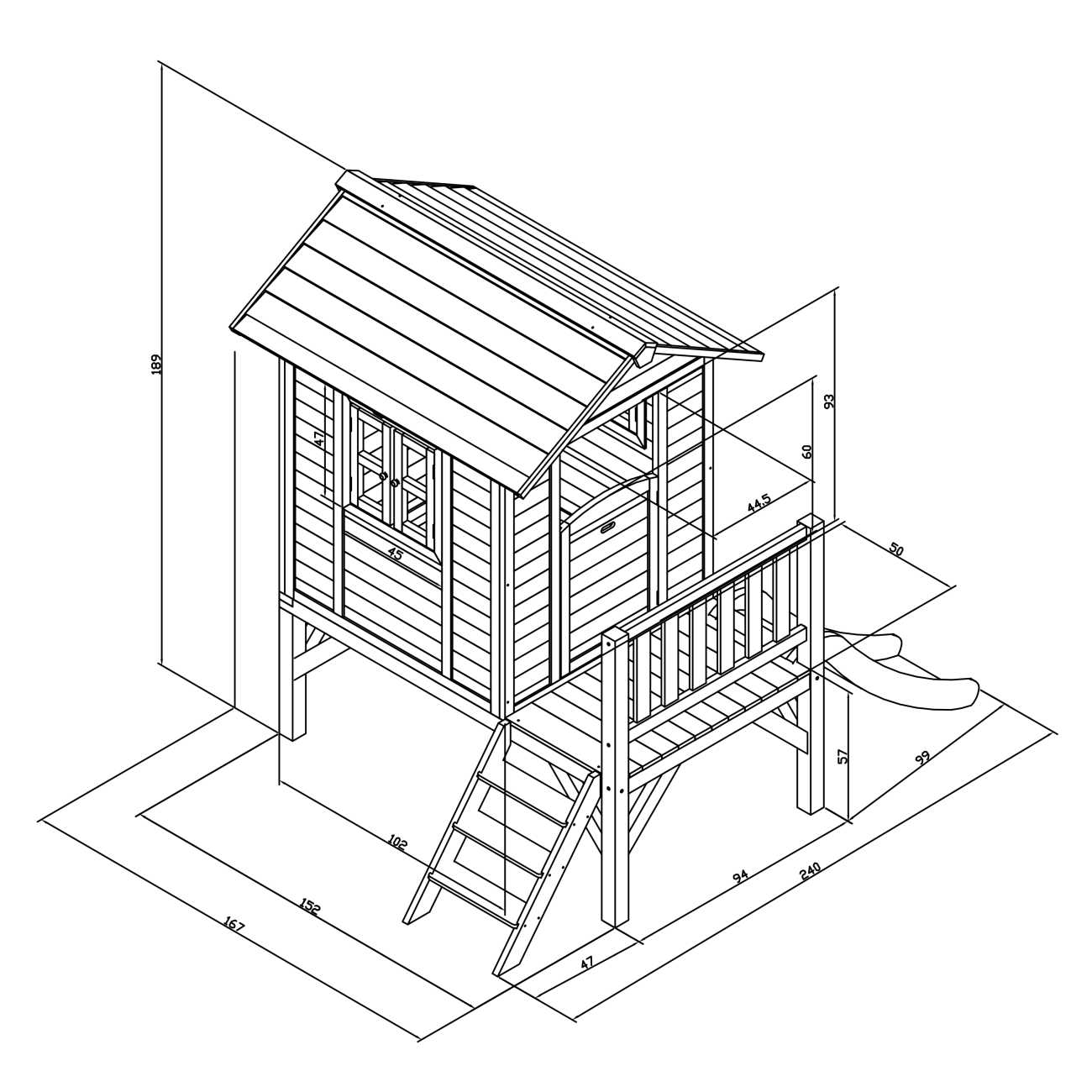 Stelzenhaus Lodge XL, Kinder, Spielhaus, mit Rutsche