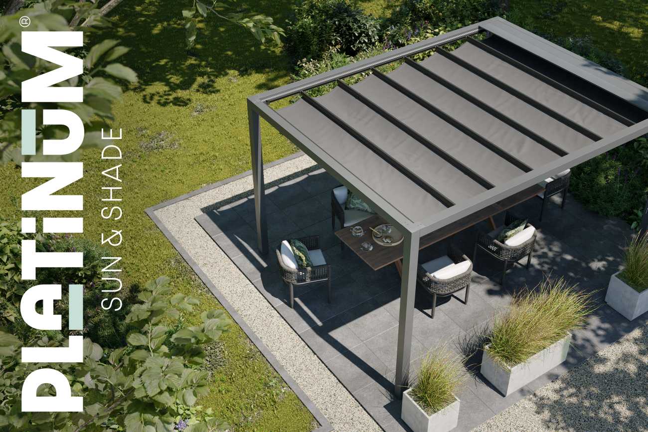 Aluminium Pergola Optiva 319x419 mit Prosail® Faltsonnensegel wasserdicht
