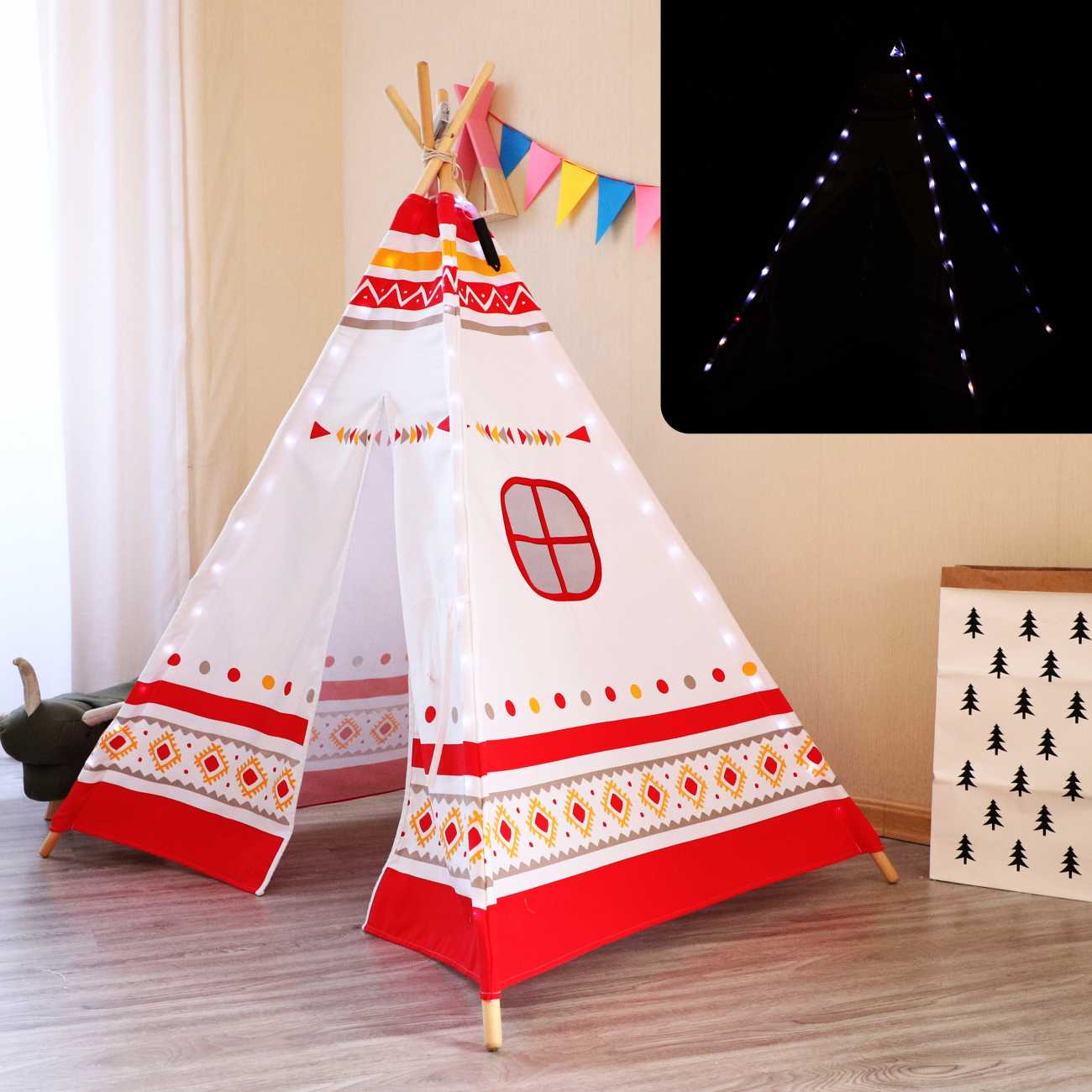 Kinder Spielzelt LED Tipi Zelt, Teeepee, Indianerzelt