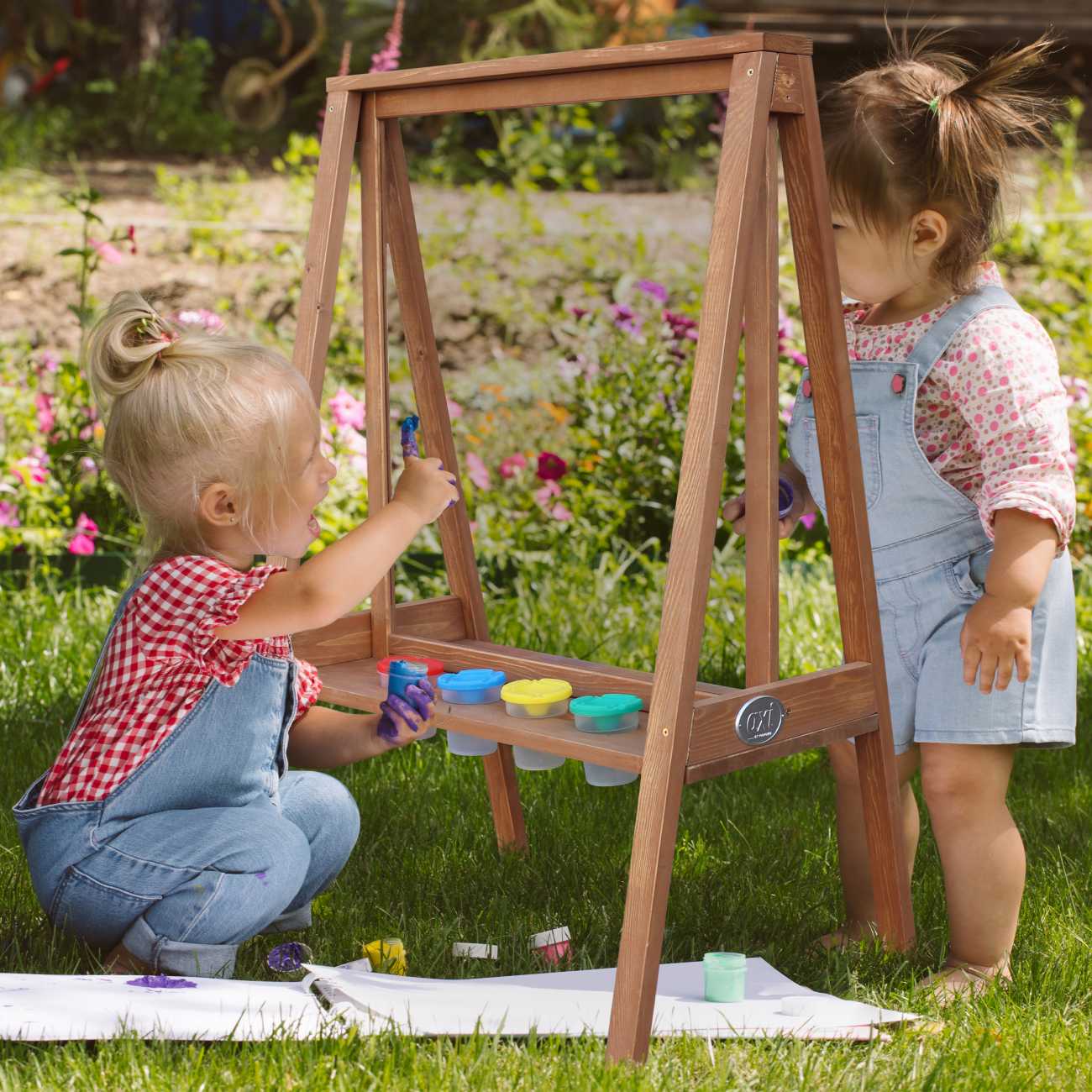 Kinder Staffelei Eric mit Plexiglasscheibe für Fingerfarbe