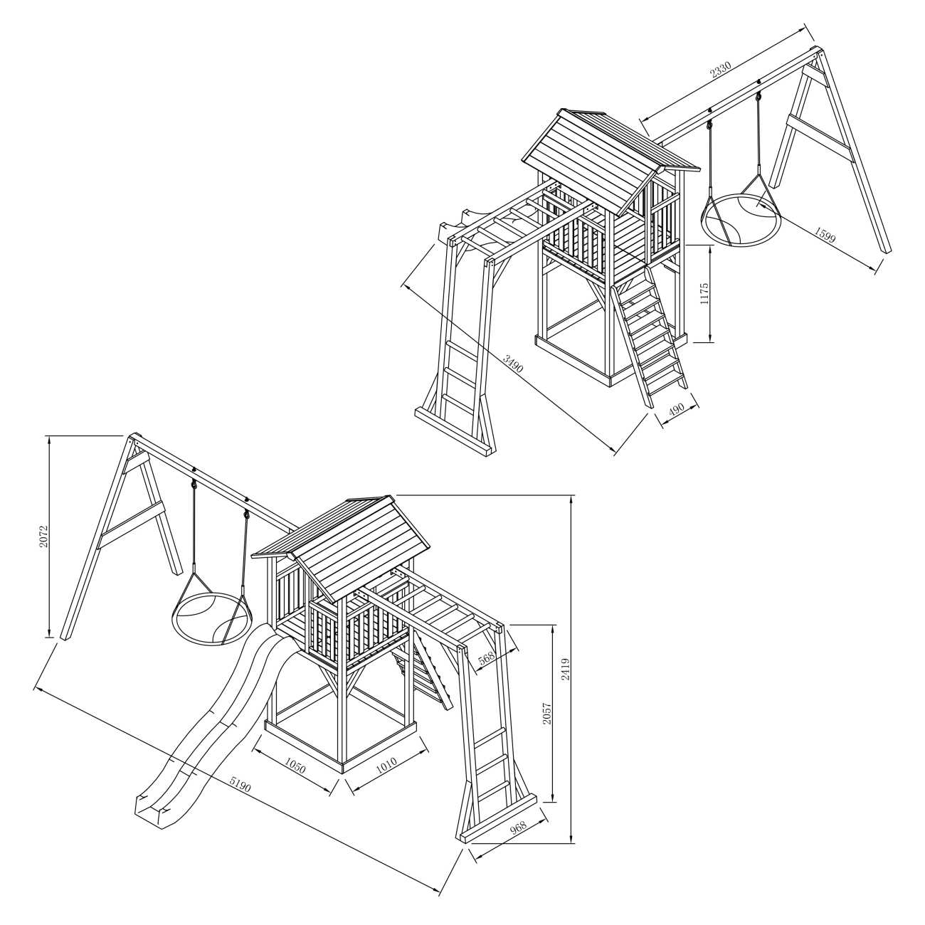 Spielturm Beach Tower mit Hangelleiter und Nestschaukel Winkoh