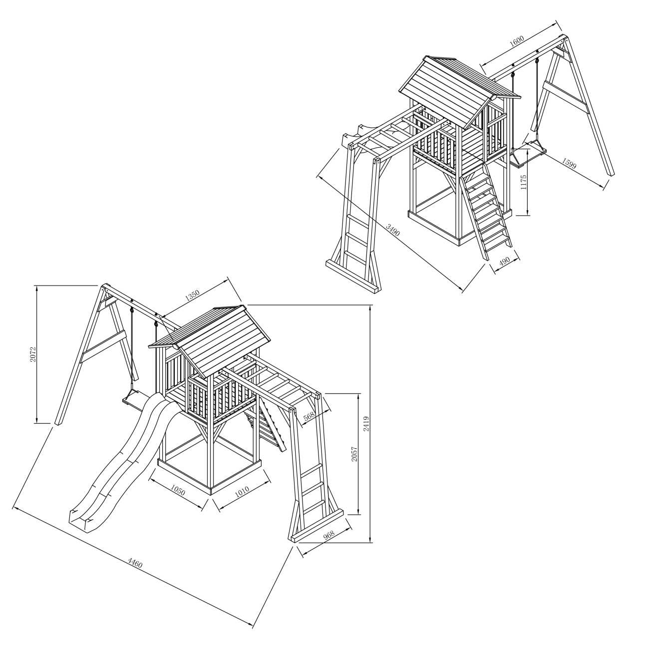 Spielturm Beach Tower mit Hangelleiter und 1-Schaukel Anbau