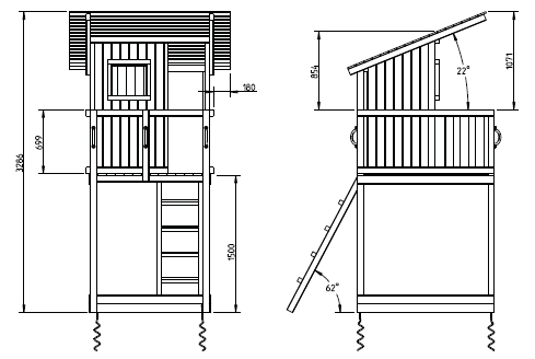 Maße Spielturm Beach Hut