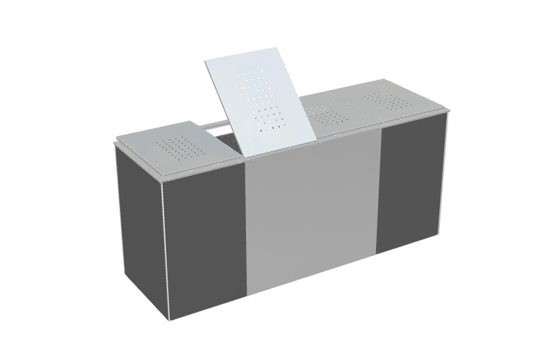 Binto Müllbox HPL Schiefer/Edelstahl mit Edelstahl-Klappdeckel