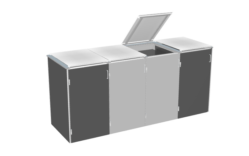 Binto Mülltonnenbox HPL Schiefer / Grau mit HPL-Klappdeckel