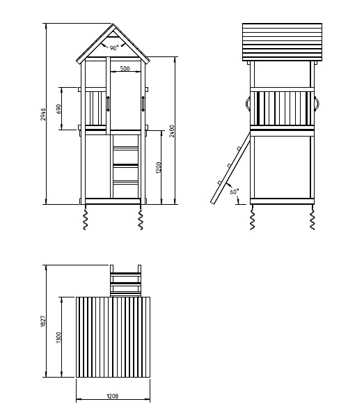 Maße vom Spielturm Kiosk