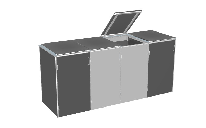 Binto Mülltonnenbox HPL Schiefer / Grau mit HPL-Klappdeckel
