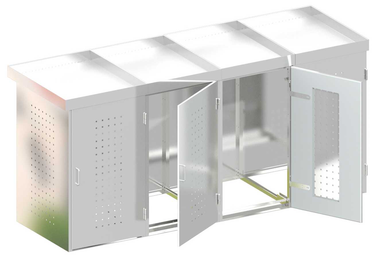 Mülltonnenbox Edelstahl mit Edelstahl-Pflanzschalen