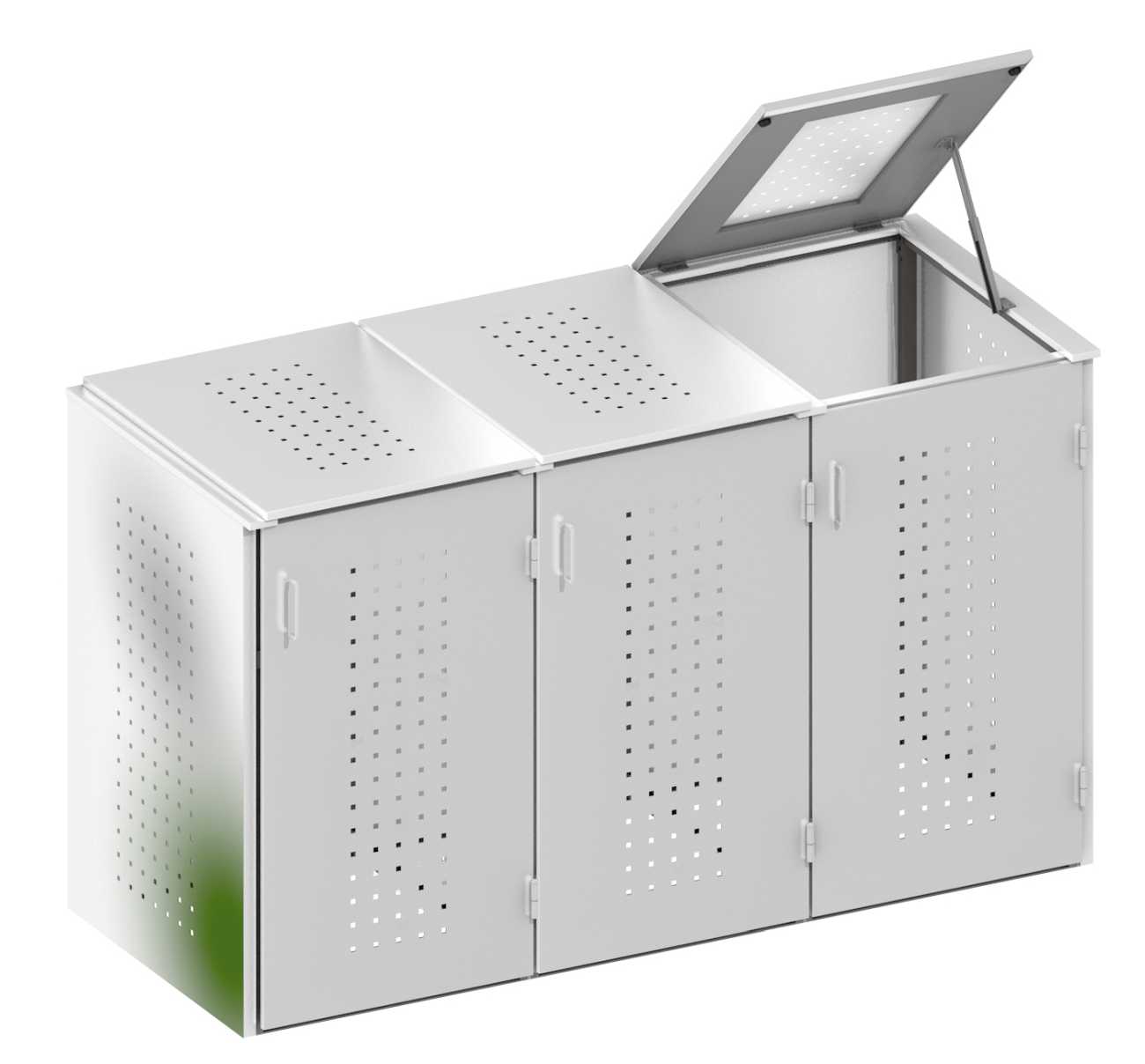 Binto 3er Müllbox Edelstahl mit Edelstahl Klappdeckel