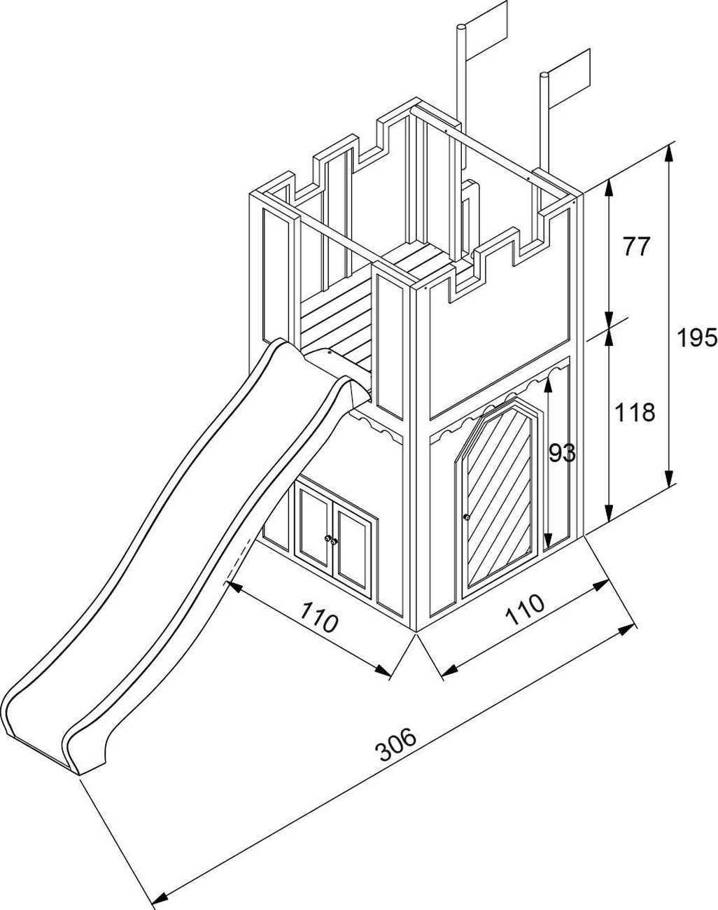 Spielturm Axi Arthur Rutsche 2,30 m