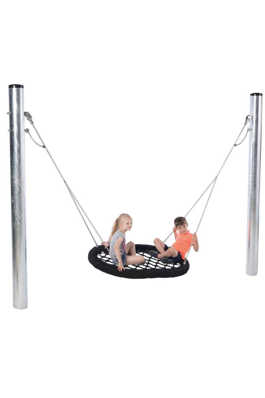 Nestschaukel Spielplatz, Oval Pro mit Stahlpfosten, DIN EN 1176