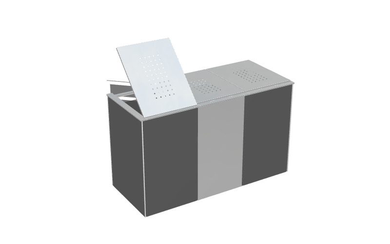 Binto Müllbox HPL Schiefer und Edelstahl mit Edelstahl-Klappdeckel